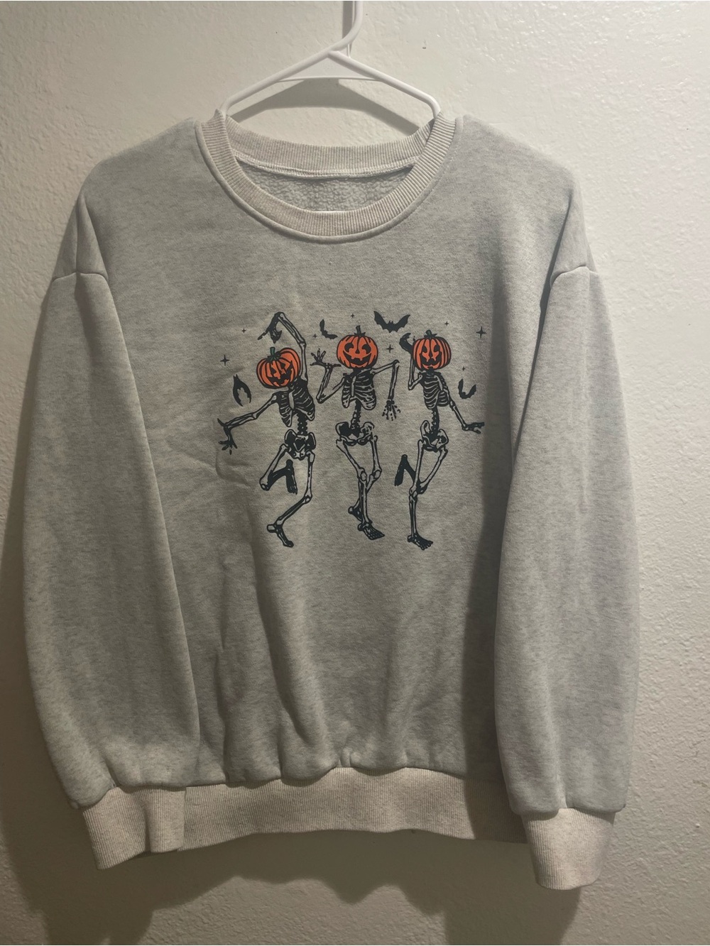 🎃 RETRO HALLOWEEN Dancing Skeletons Pumpkin Head Crewneck Sweatshirt Unisex XL